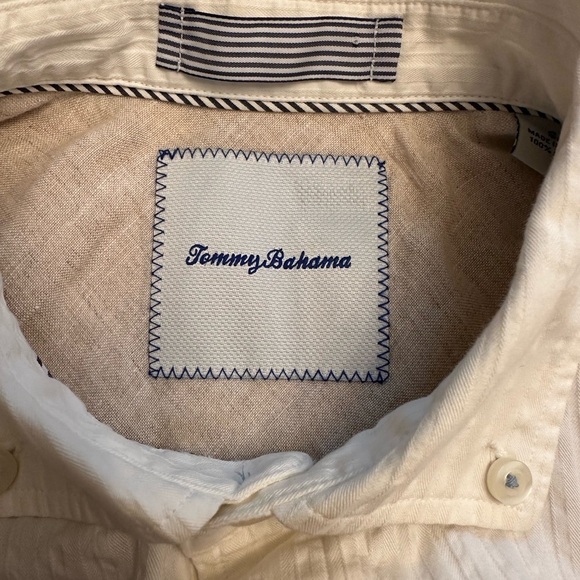 Tommy Bahama Men’s Small White Seersucker Stripe Button Down Beach Travel Casual - Picture 4 of 12